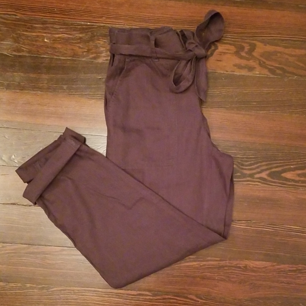 NWT Lou & Grey for Loft Gray Linen Tie Pants